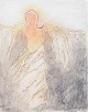 L'Art presents: Nis Schmidt, "Budbringer", mixed media on paper, listed Danish visual artist.