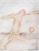 L'Art presents: Nis Schmidt, "Pietà IV", mixed media on paper, listed Danish visual artist.