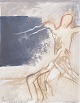 L'Art presents: Nis Schmidt, "Ved tavle", mixed media on paper, listed Danish visual artist.