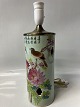 Antik Huset presents: Chinese table lamp with pink flowers, green leaves, a small bird.Height 39.0 cm.