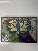 Antik Huset presents: Relief, in glazed ceramic Two girls, Bornholm pottery, Michael Andersen.