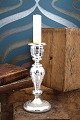K&Co. presents: Antique, 19th century candlestick in mouth-blown Mercury Glass with etched floral motif. H: 19cm...