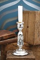 K&Co. presents: Antique, 19th century candlestick in mouth-blown Mercury Glass with etched floral motif. H: 17cm.
