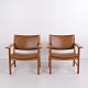 Pair of Model 3262 Armchairs in Lacquered Oak and ...
