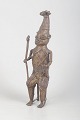 Nigeria, probably Edo/Benin cultural sphere. Bronze figure of a warrior or royal messenger. 20th century.