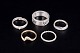 L'Art presents: Set of five Scandinavian sterling silver and gilt silver finger rings.