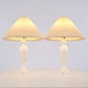 Osted Antik & Design presents: Pair of Vintage Danish Alabaster Table Lamps with Pleated Shades 1960s