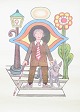 Henry Heerup, colour lithograph, Danish visual artist.