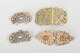 Set of three belt buckles and one brooch.