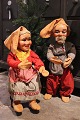 K&Co. presents: Antique, store display elves with felt clothes and wooden shoes and heads in painted ...