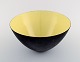 Rare and large Krenit Bowl by Herbert Krenchel. Black metal and yellow enamel.
