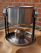 Fondue set of stainless steel on a swivel wooden tray from Digsmed Denmark and with 2 x 6 forks