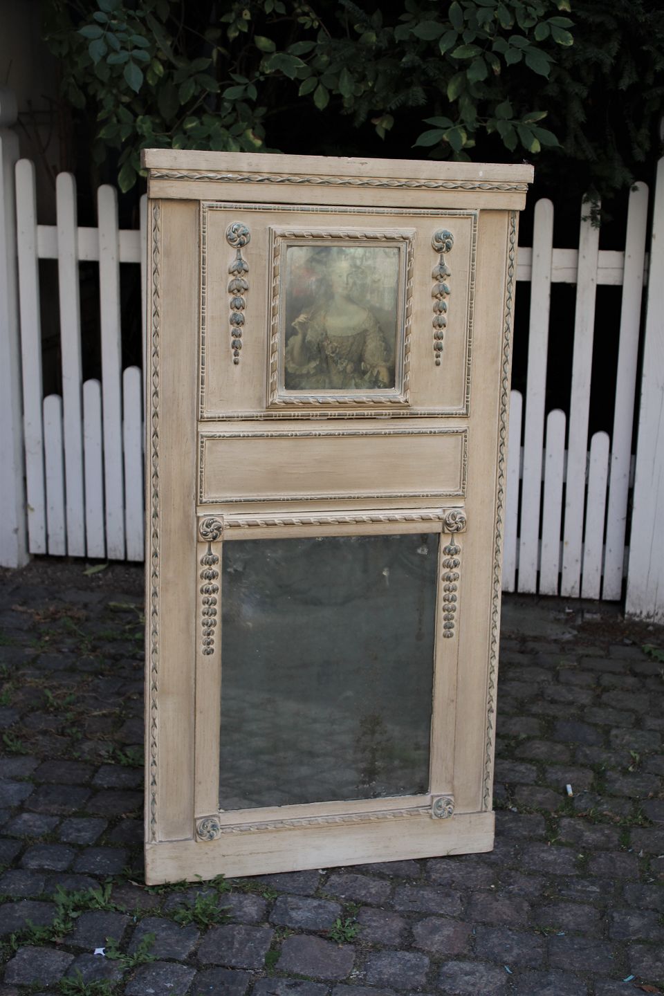 Decorative Old French Panel Mirror Super Fine Patinated Glass H 137cm W 75cm
