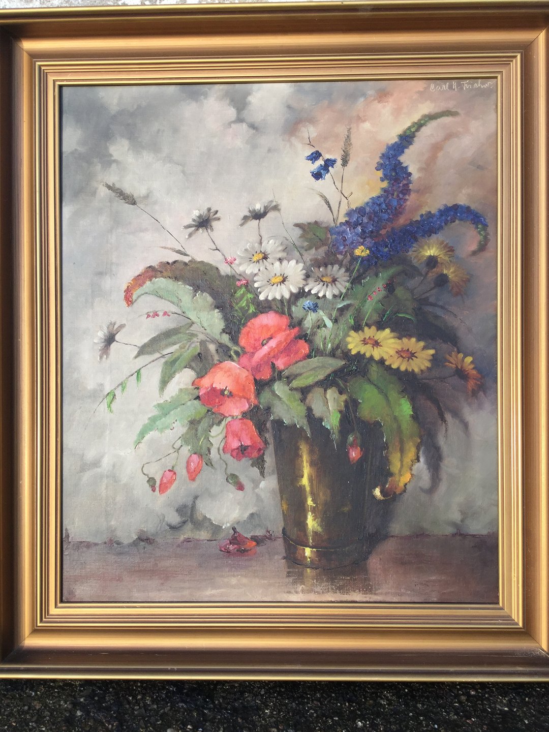 WorldAntique.net - Carl H. Fischer * Oil painting, flowers. * 3300 kr.