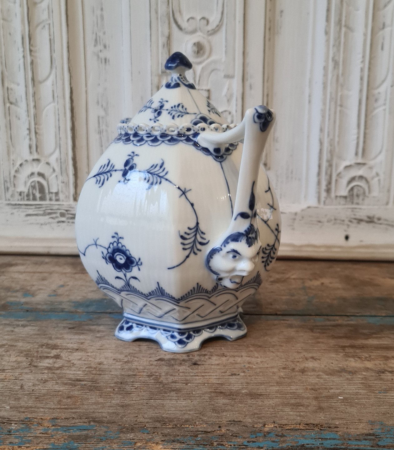 Royal Copenhagen Blue Fluted full lace teapot no. 1119