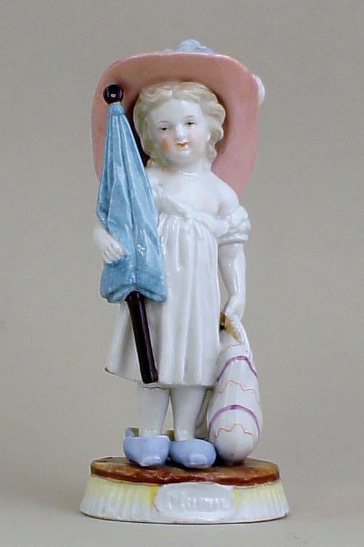 Milan, G. Richardi, ca.1860-70s. Girl with summer hat, bag and umbrella in 
porcelain.