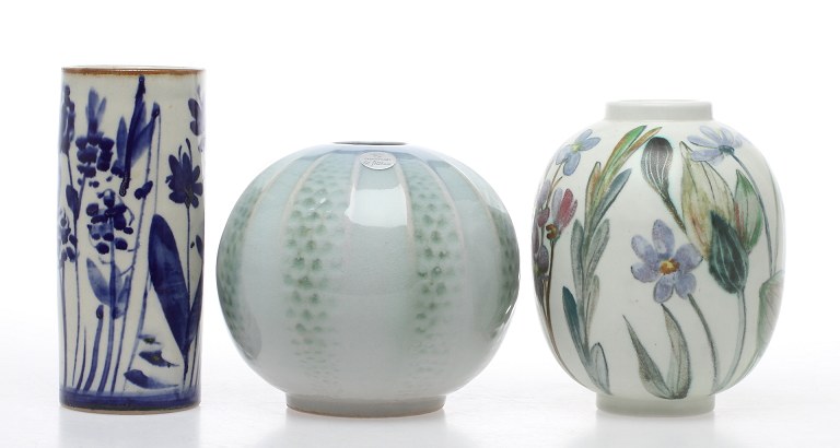 3 Carl-Harry Stålhane vaser i keramik, Rørstrand og Designhuset.