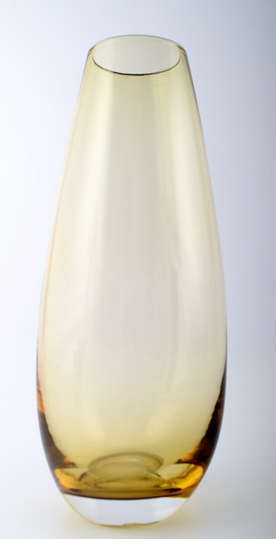 Holmegaard glass vase, smoky colored, 1960s. 
