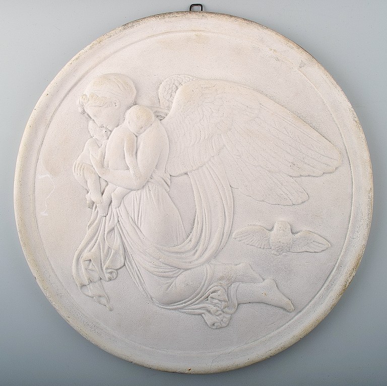 Large plaster platter after Thorvaldsen.
