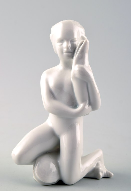 Harald Salomon for Rörstrand, white glazed figure of a sea child.