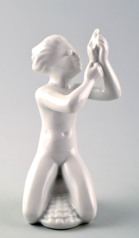 Harald Salomon for Rörstrand, white glazed figure of a sea child.