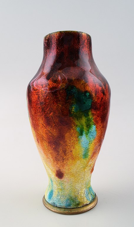 Art nouveau Limoges vase by Fauré Marty, France.
