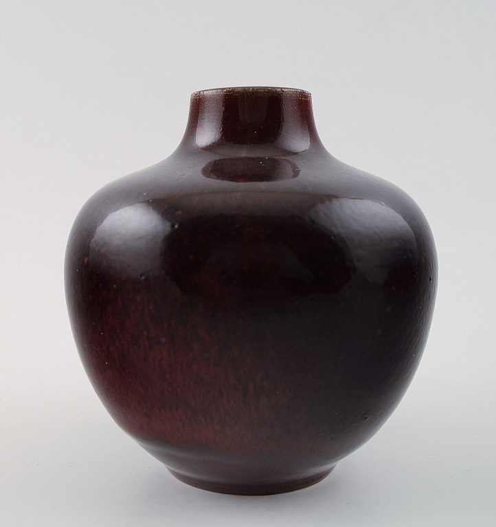 Unique Royal Copenhagen oxblood glaze ceramic vase.
