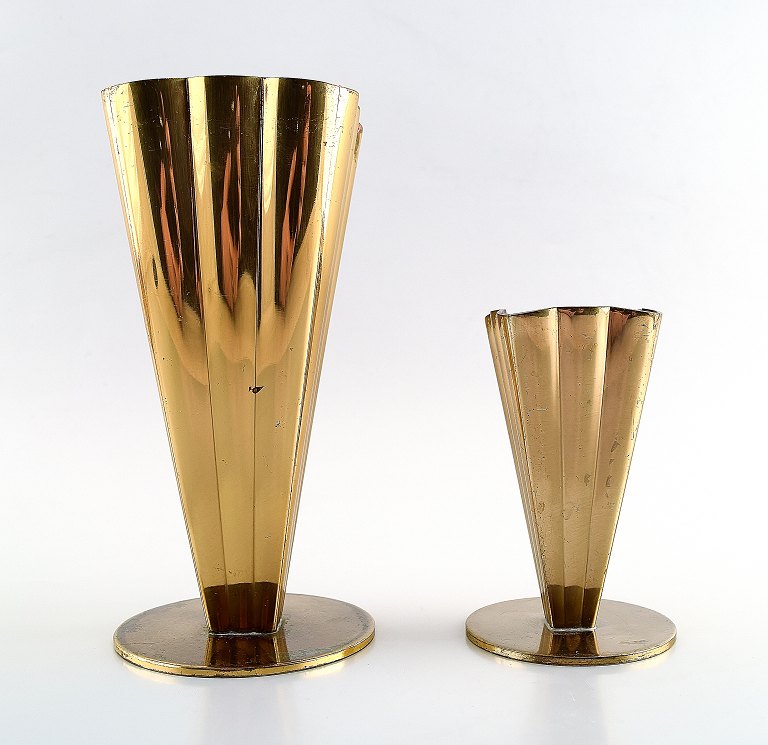 Two vases made of brass, Ystad metal.

