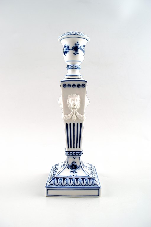 2 Royal Copenhagen Blue Fluted plain, candlesticks with lion heads.
