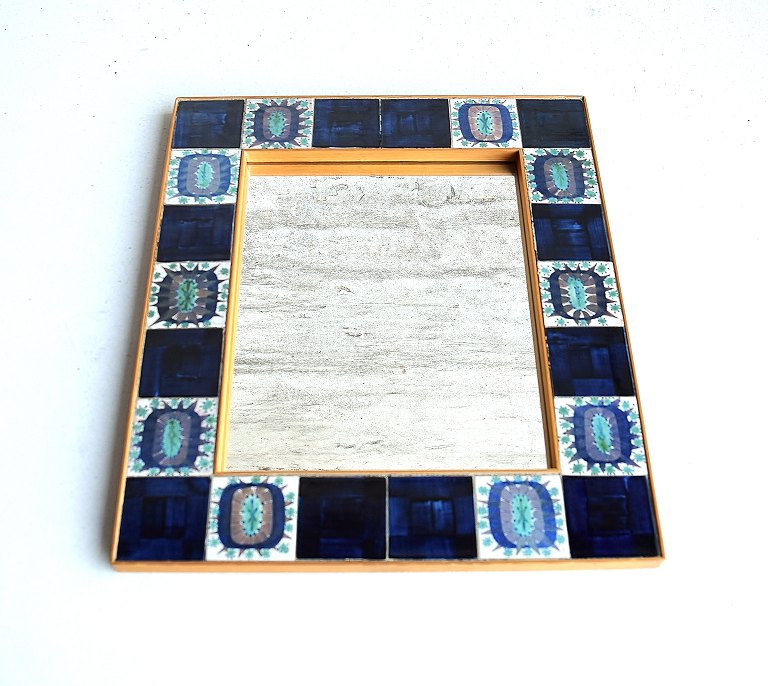 Royal Copenhagen / Aluminia mirror, hand painted ceramic tiles.
