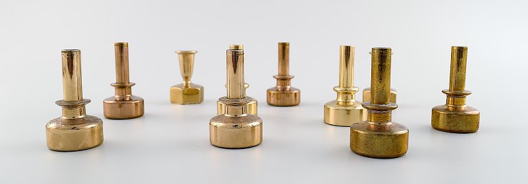 Hans Agne Jakobsson, Markaryd, Sweden, 10 candlesticks in brass.