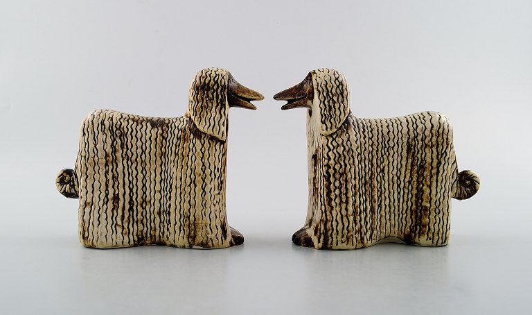 Lisa Larsson ceramics, 2 Afghan Dogs, Afghan Hound.
