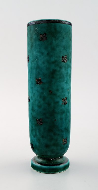 Wilhelm Kåge/Kaage, Gustavsberg, Argenta vase decorated with leaves.