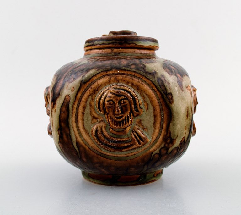 Royal Copenhagen Jais Nielsen lidded vase in stoneware, sung glaze.
