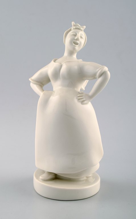 Bode Willumsen: Blanc de Chine figur, Royal Copenhagen Kgl. P., fiskerkone.