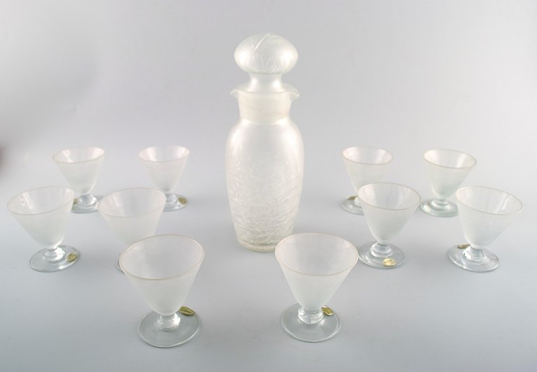12 personers cocktailsæt i kunstglas , Reijmyre, 1960´erne, Sverige.
