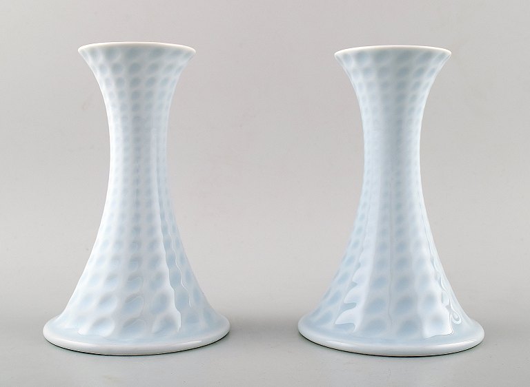 Royal Copenhagen porcelain pair of candlesticks.