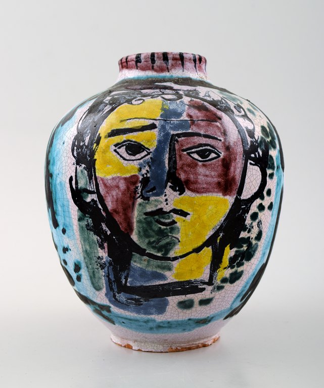 Fransk keramik vase. Picasso stil, ansigter i profil.
