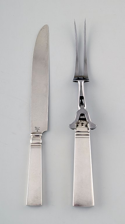 Georg Jensen Sterling Silver Block / Acadia carving set.
