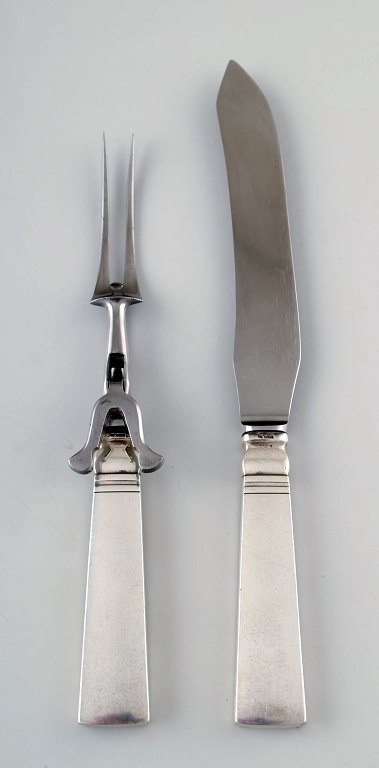 Georg Jensen Sterling Silver Block / Acadia carving set.
