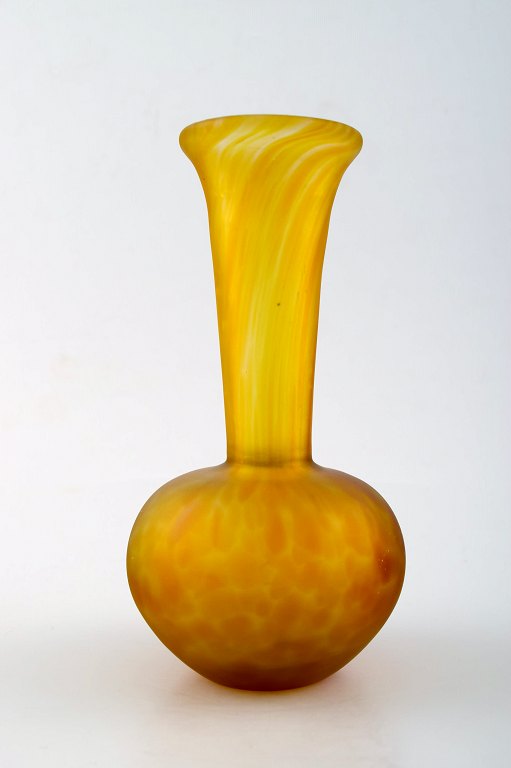 Emile Gallé style art glass vase in yellow shades. 20 c.
