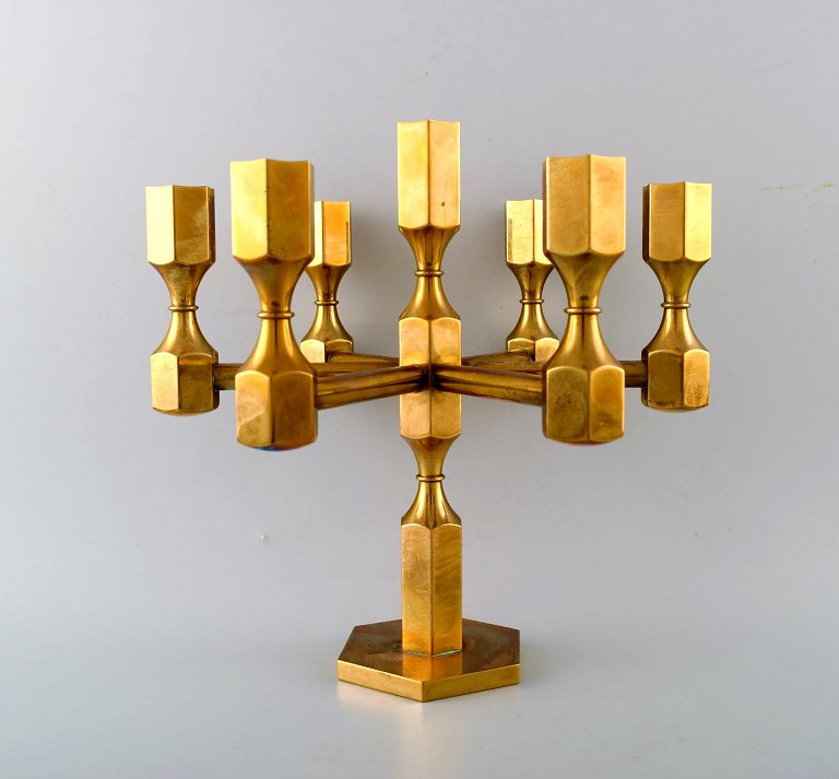 Gusum, Sweden candlestick for seven lights in brass.
