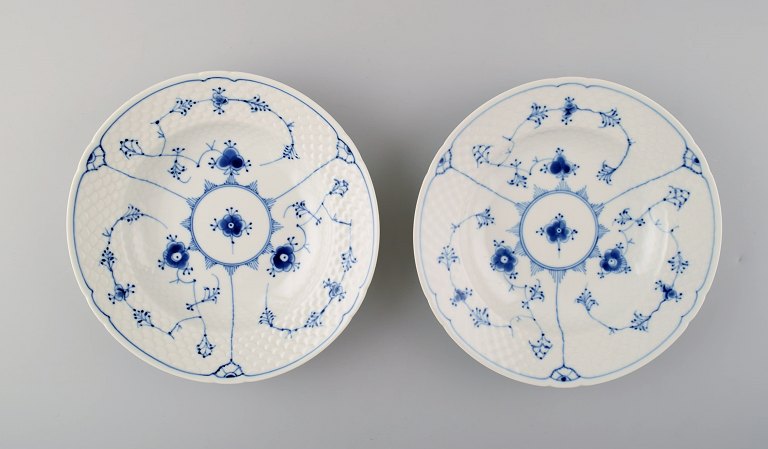 Bing & Grondahl, B&G blue fluted 2 soup / pasta / porridge plates.
