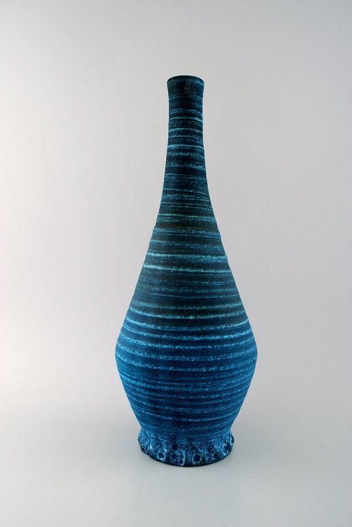 Accolay, French ceramic vase. Turquoise, stylish design with stripes.
Stamped. 1950 / 60s.