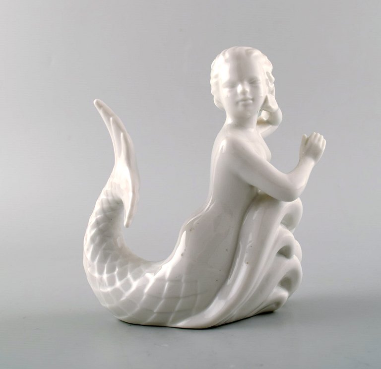 Harald Salomon for Rörstrand, white glazed figure of a faun/pan.