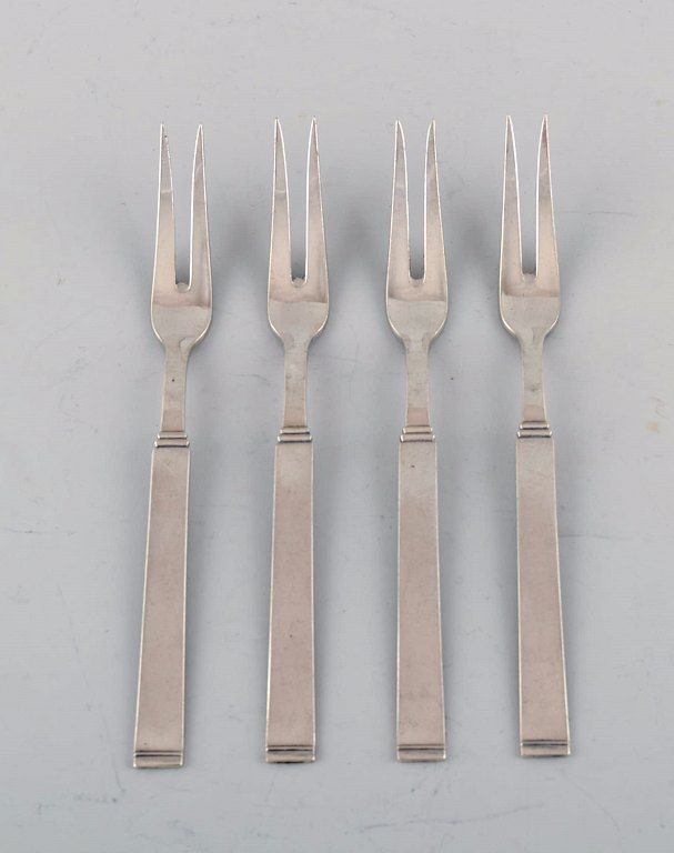 Horsens Denmark: "Funkis III". 4 pcs. Serving fork in silver.
