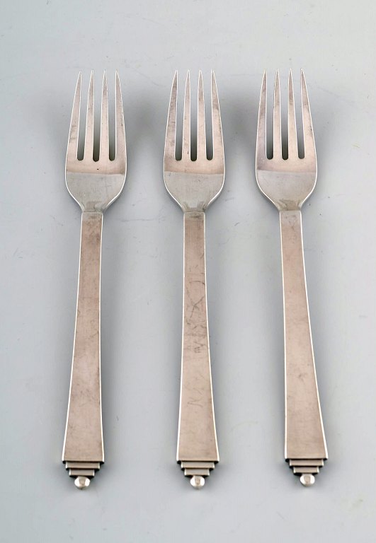 3 stk. Georg Jensen Pyramide frokostgaffel.
