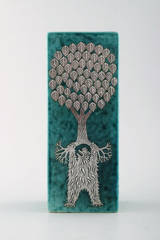 Wilhelm Kåge/Kaage, Gustavsberg, Argenta vase decorated tree.
