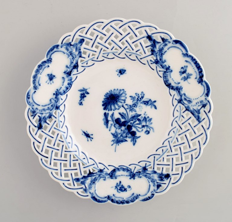 Meissen blue onion pierced/reticulated plate.
