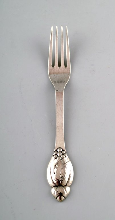 A set of 8 Evald Nielsen number 6 lunch forks in all silver. 1920